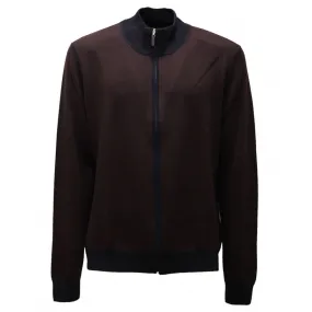 9519AC cardigan uomo LA FILERIA full zip wool brown/blue sweater men