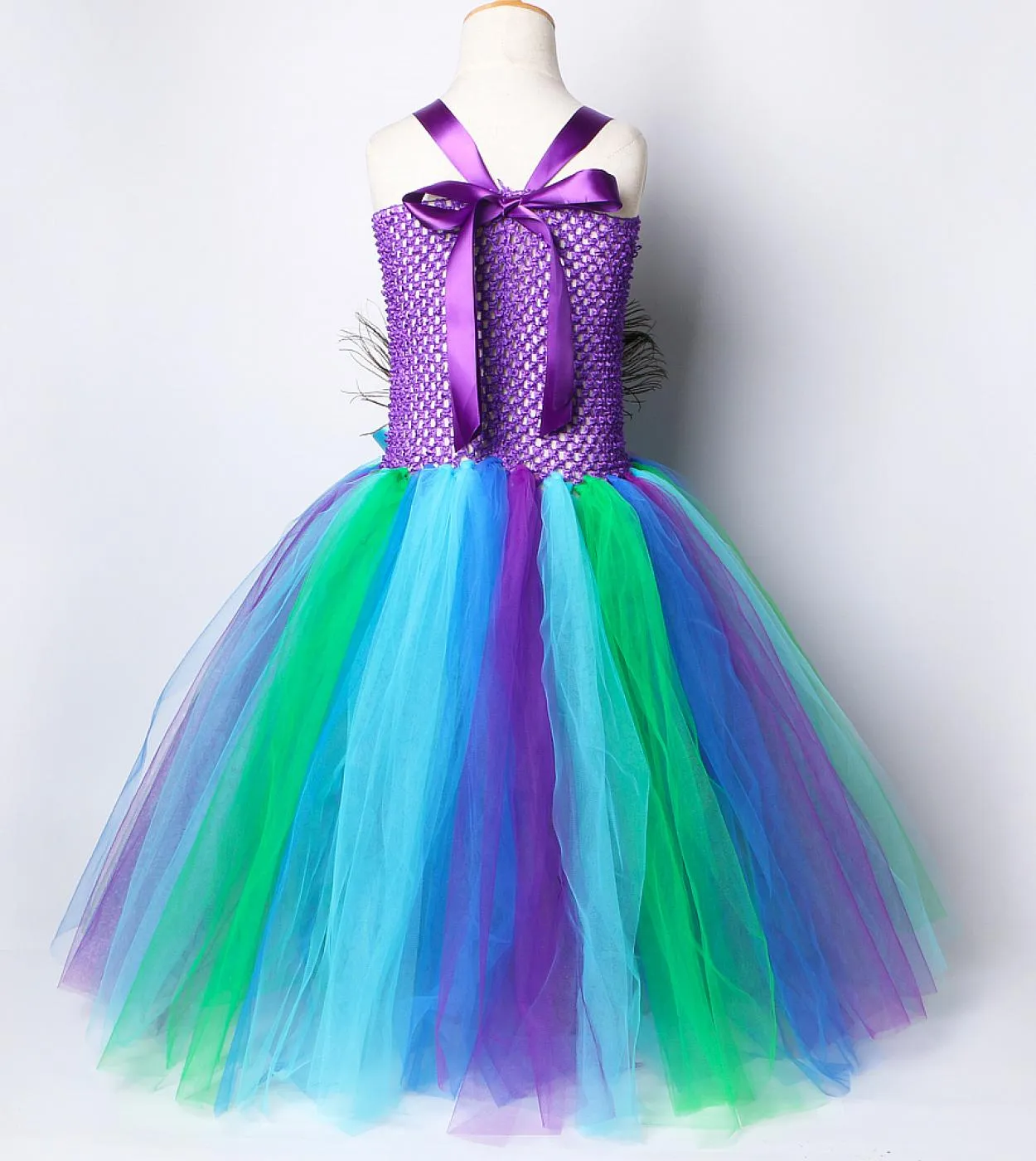 Abito tutu pavone viola Costume per bambini Costume da pavone per ragazze Viola