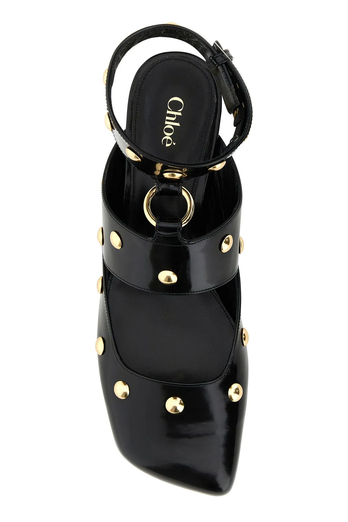 Black leather Jade sabot    