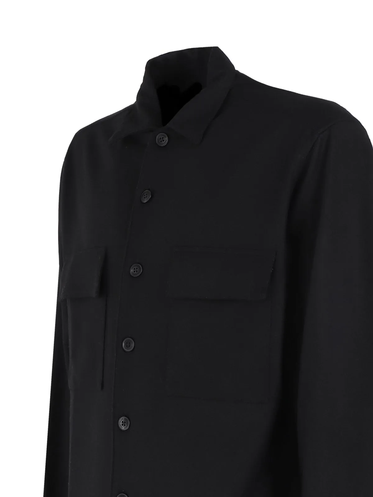 CAMICIA NERA IN MISTO LANA