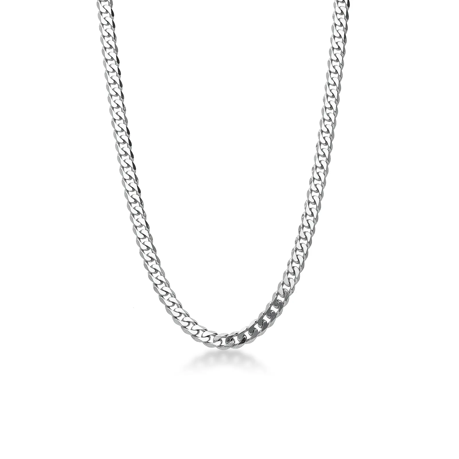 Catena a maglia groumette in oro bianco 18k, cm 50