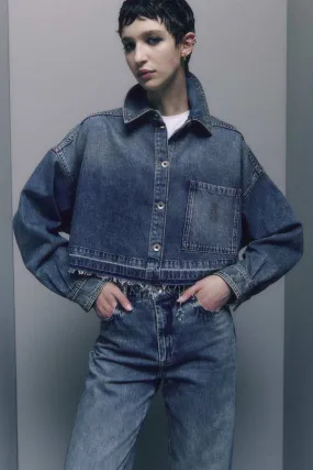 Chemise à manches longues en jean bleu