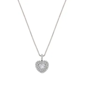 Collana Cuore in Oro Bianco 18kt e Zirconi