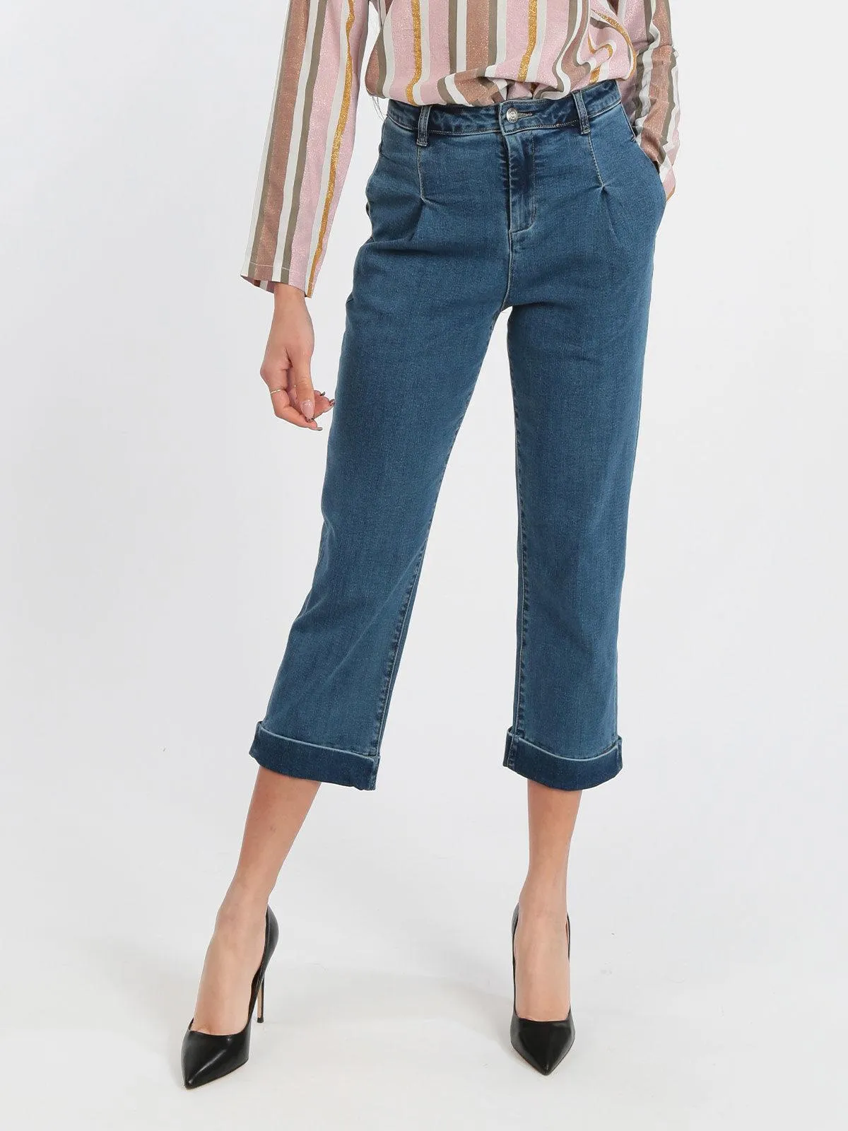Griffai Jean femme baggy à revers