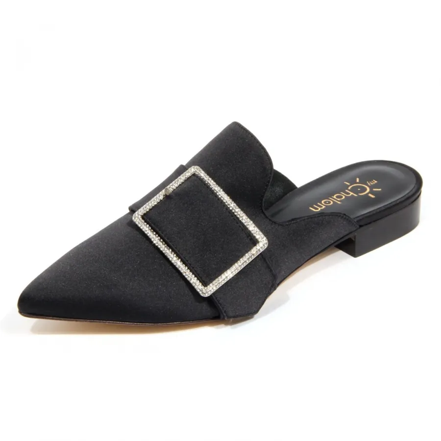H3350 sabot donna MYCHALOM woman satin shoes black