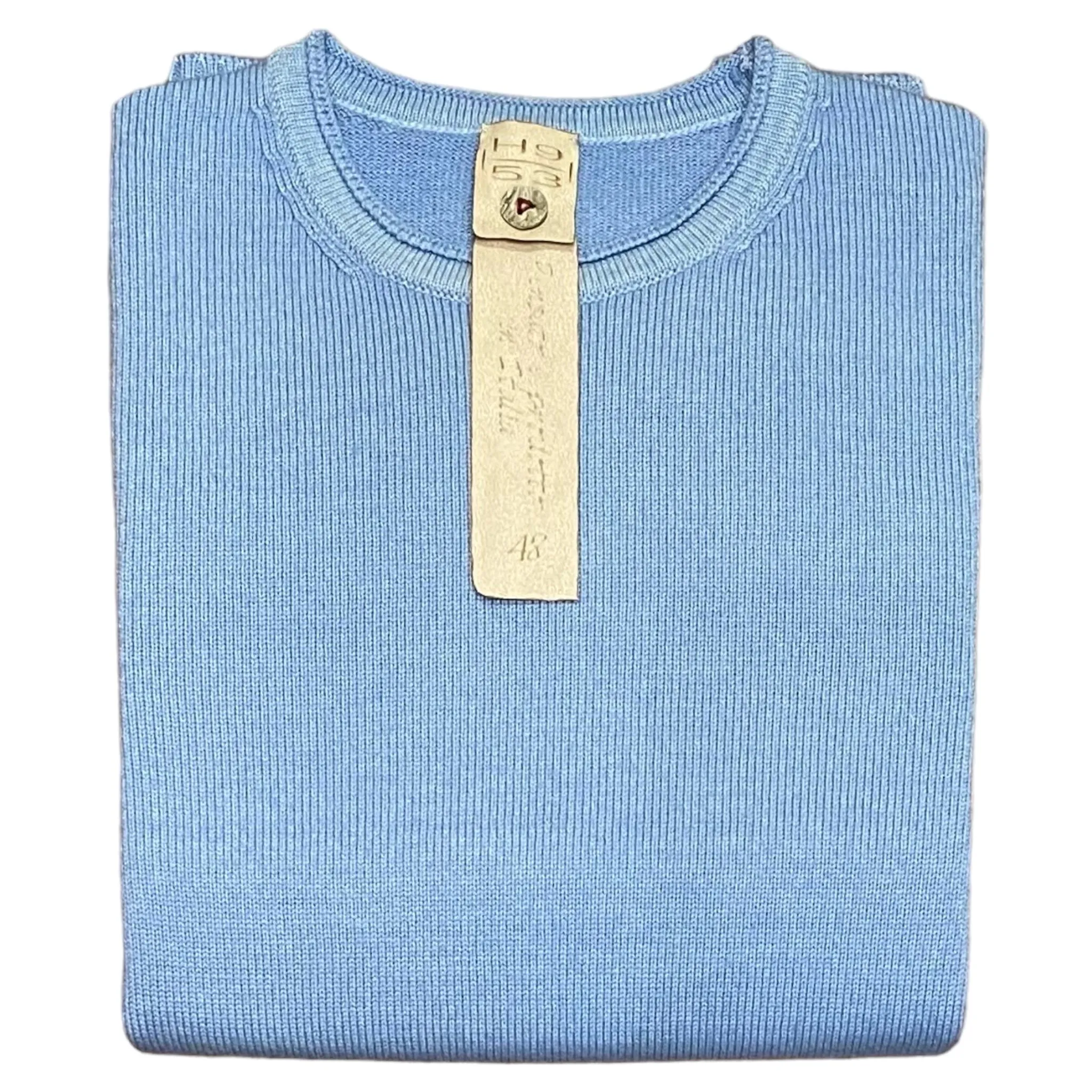 H953 - Maglione in Lana Merinos, Azzurro