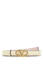 Ivory leather reversible VLogo belt    