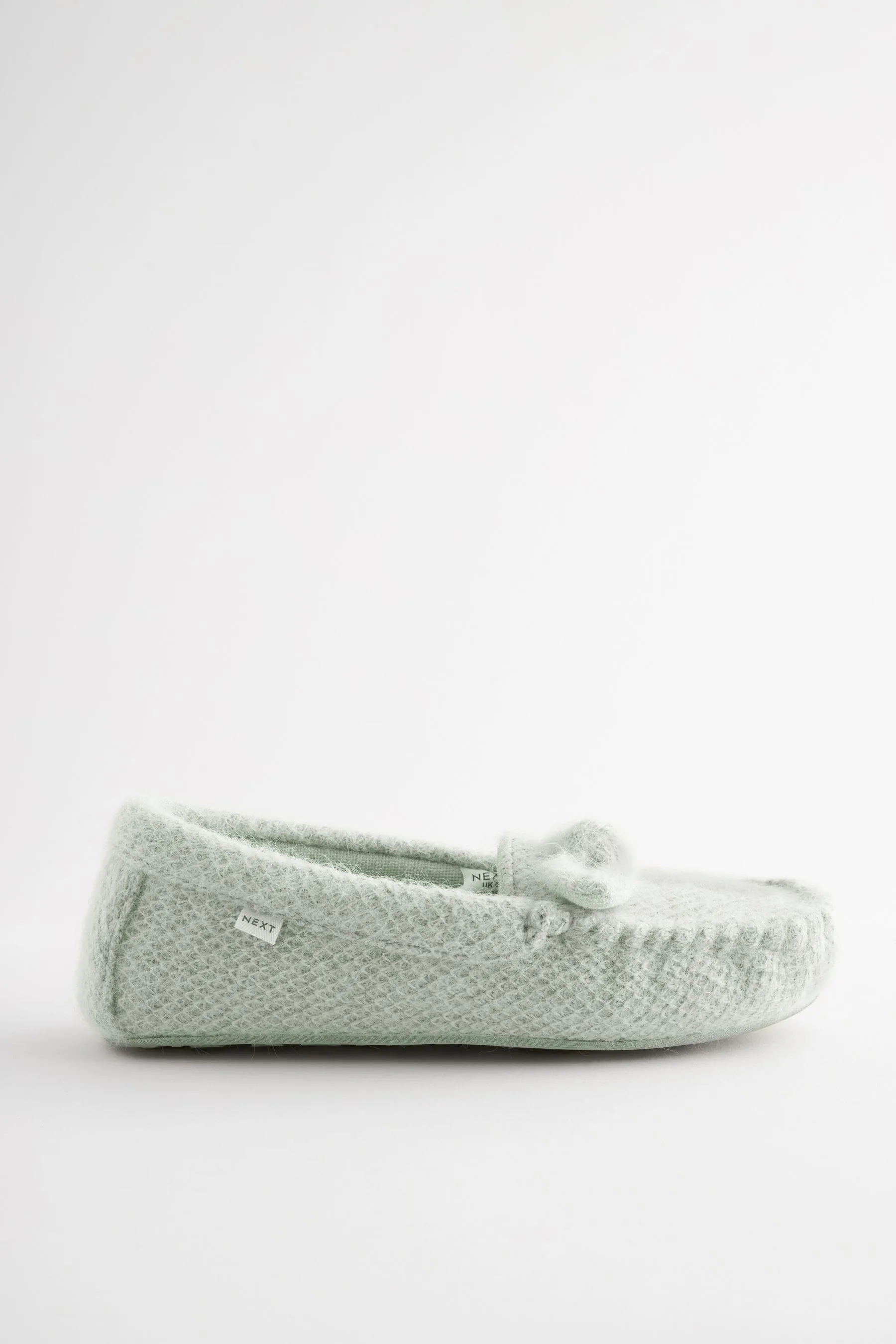 Knitted Bow Moccasin Slippers    