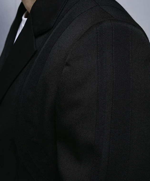 Off-White Blazer nero in lana con applicazioni OMEN094S24FAB001