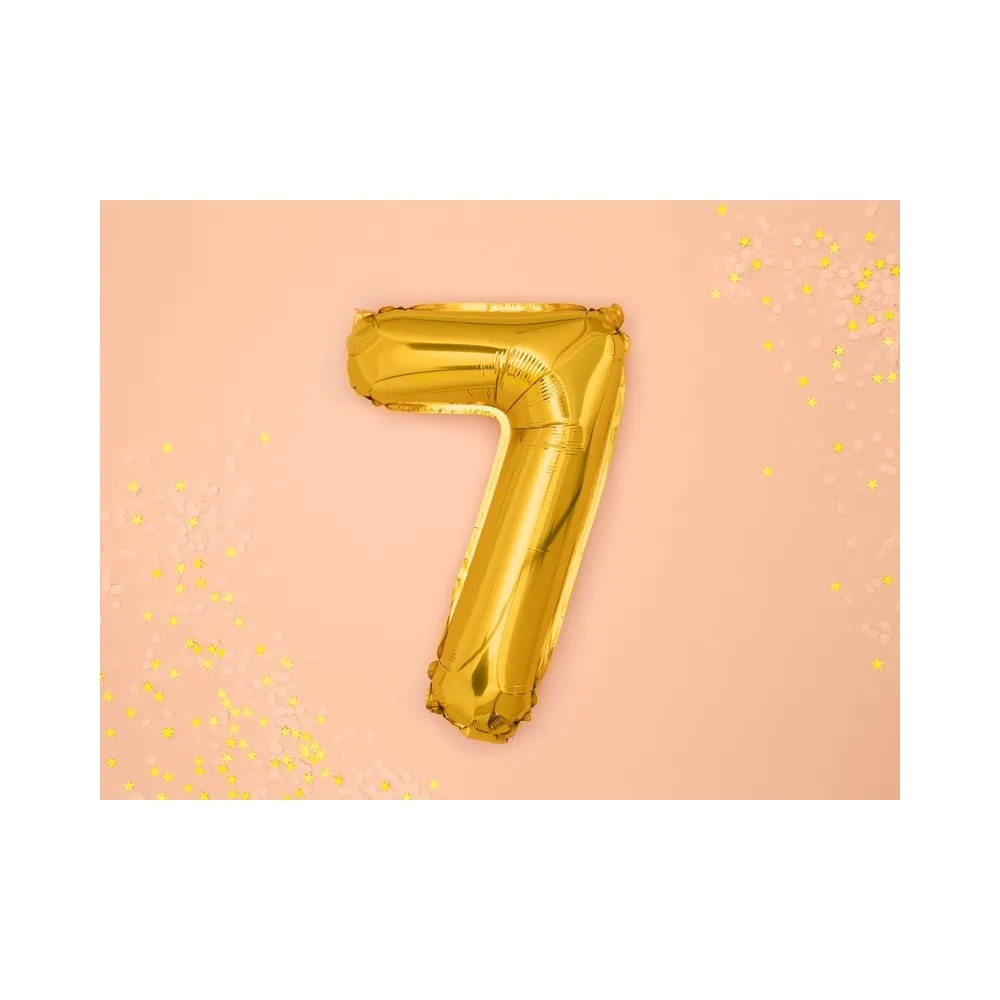 Palloncino Mylar a Forma di Numero 7 Sette Oro 35 cm