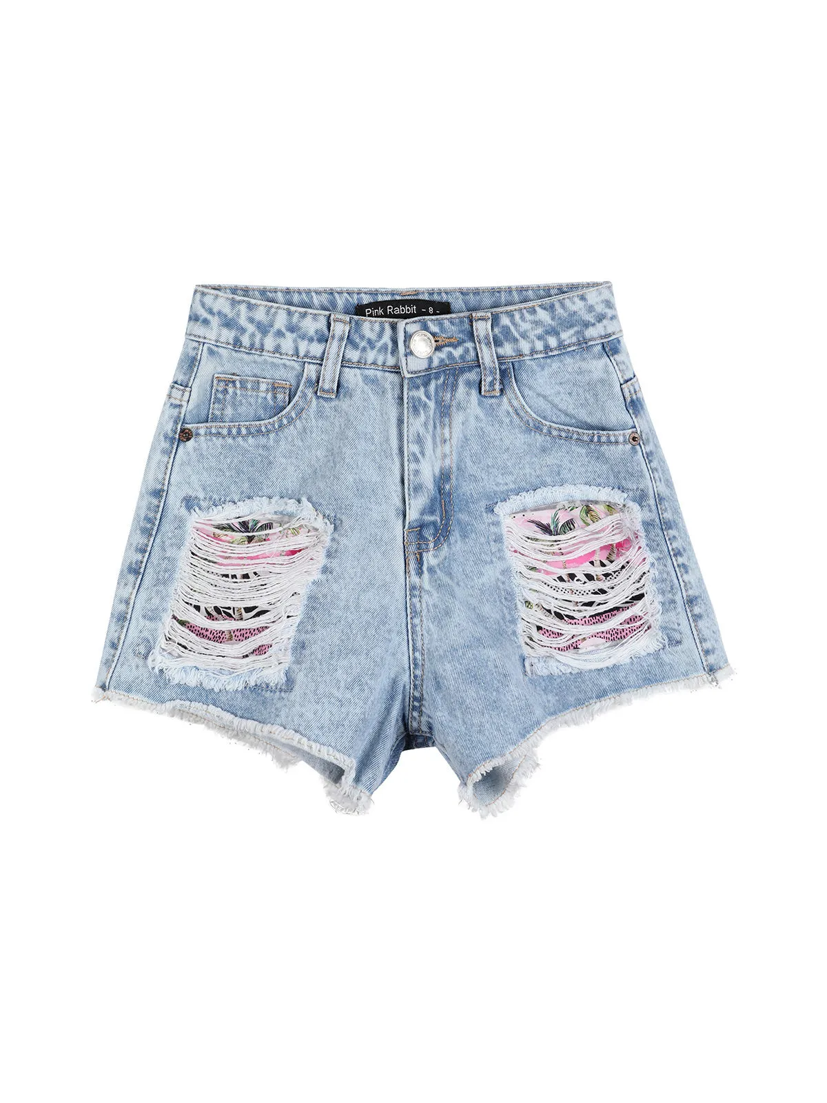 Pink Rabbit Short en jean fille avec déchirures