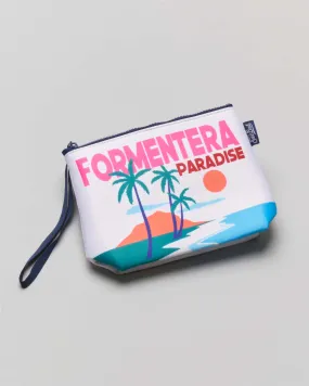 Pochette in neoprene bianca in fantasia Formentera Paradise