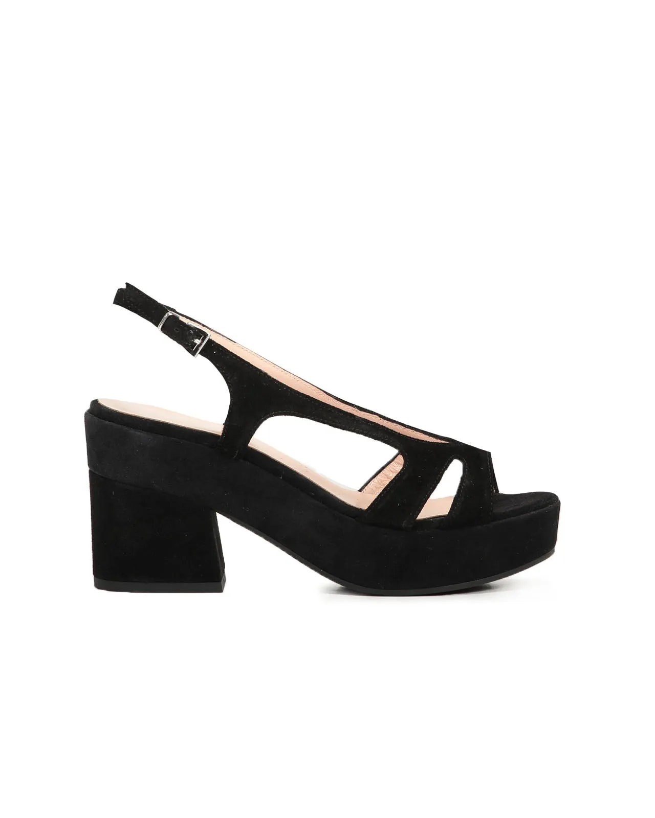 Sandalo platform velour nero