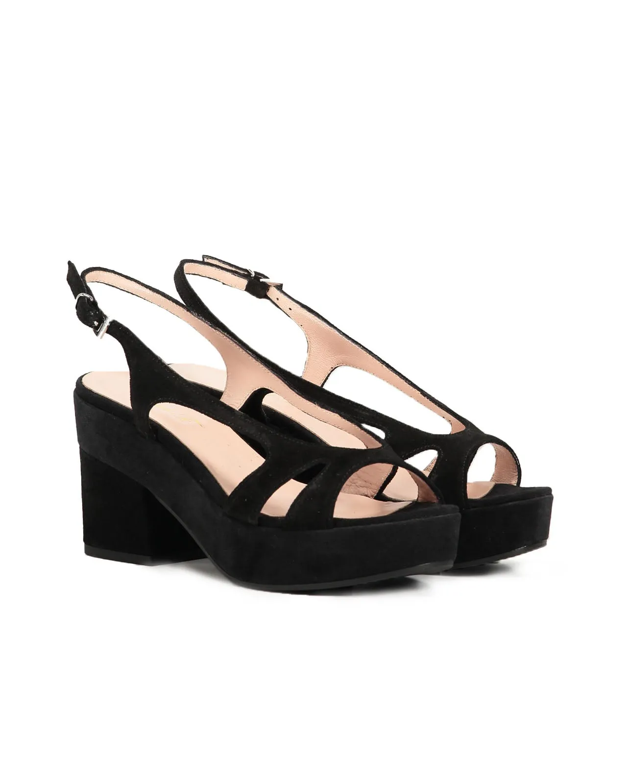Sandalo platform velour nero