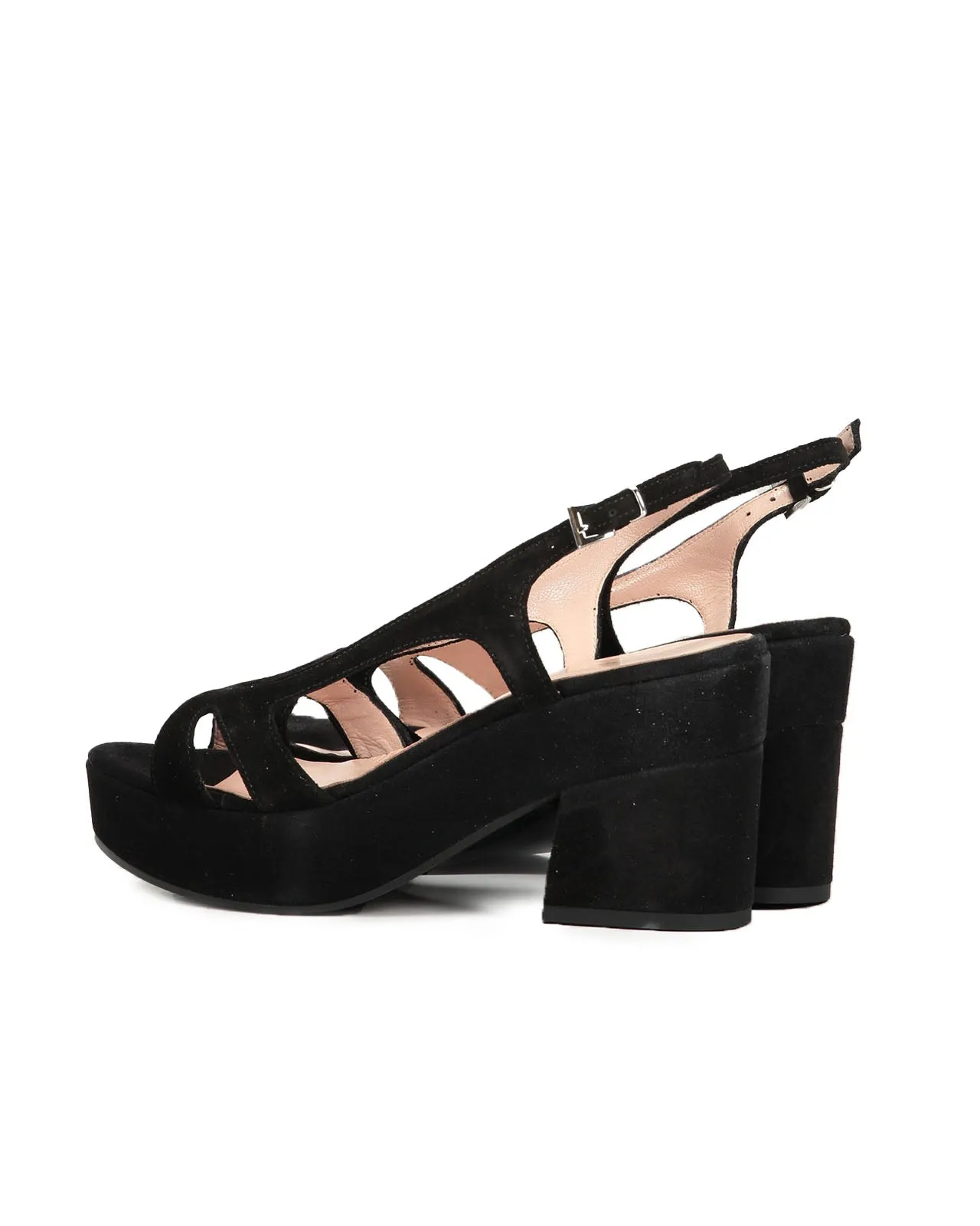 Sandalo platform velour nero