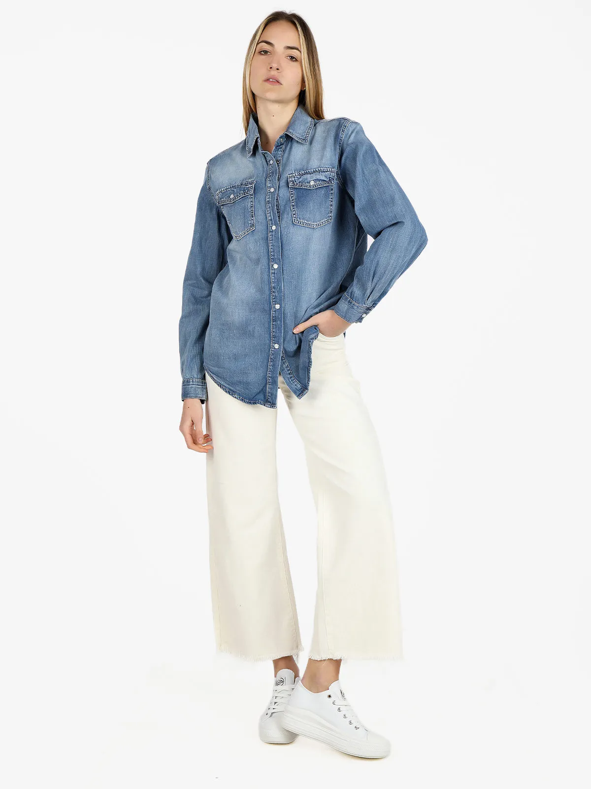 Solada Chemise en jean femme