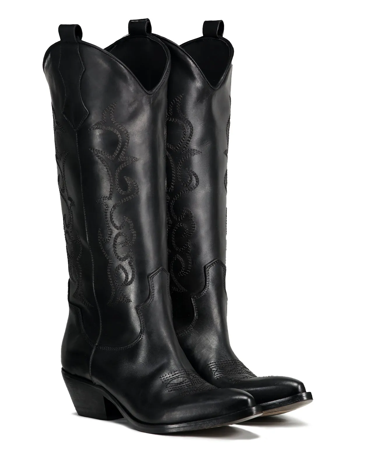 Stivale texano alto pelle nera