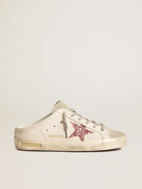 Super-Star Sabot bio-based con stella in glitter rosa e punta in suede