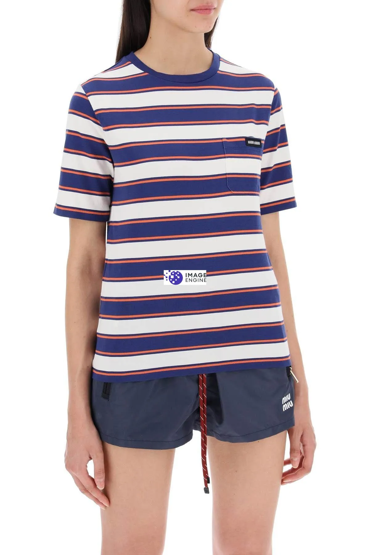 T-shirt a righe con taschino