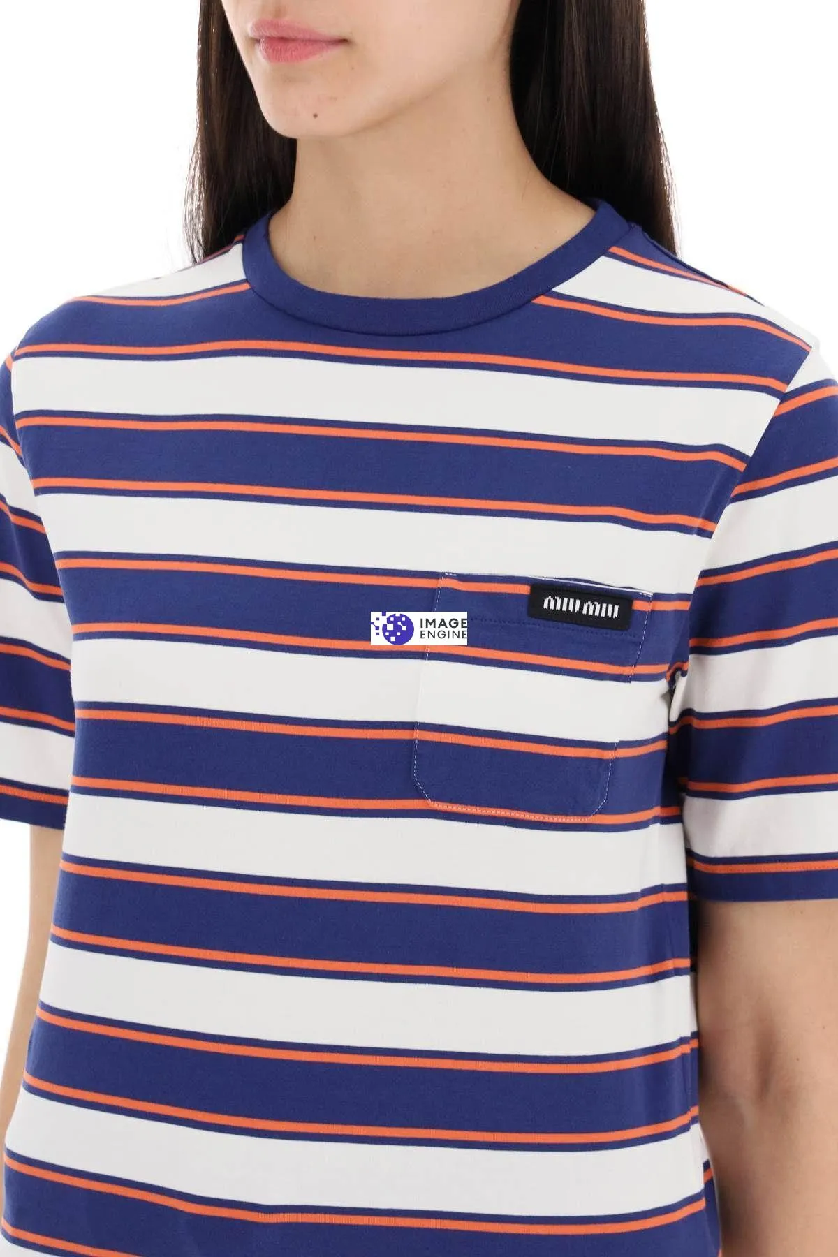 T-shirt a righe con taschino