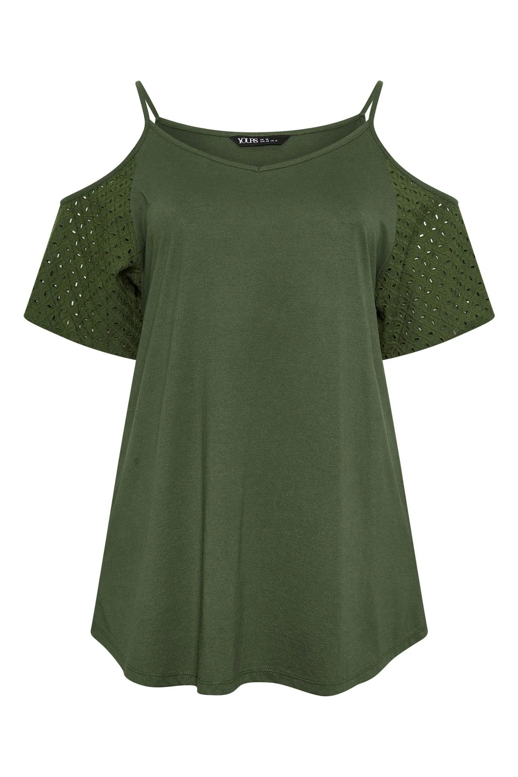 Yours Curve - Top con spalle scoperte e maniche in pizzo sangallo